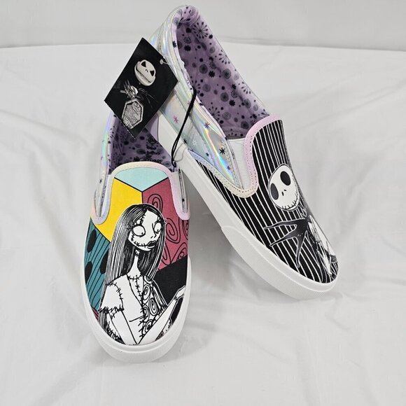 Disney The Nightmare Before Christmas Jack and Sally Slip-on Sneakers NWT - Picture 15 of 16